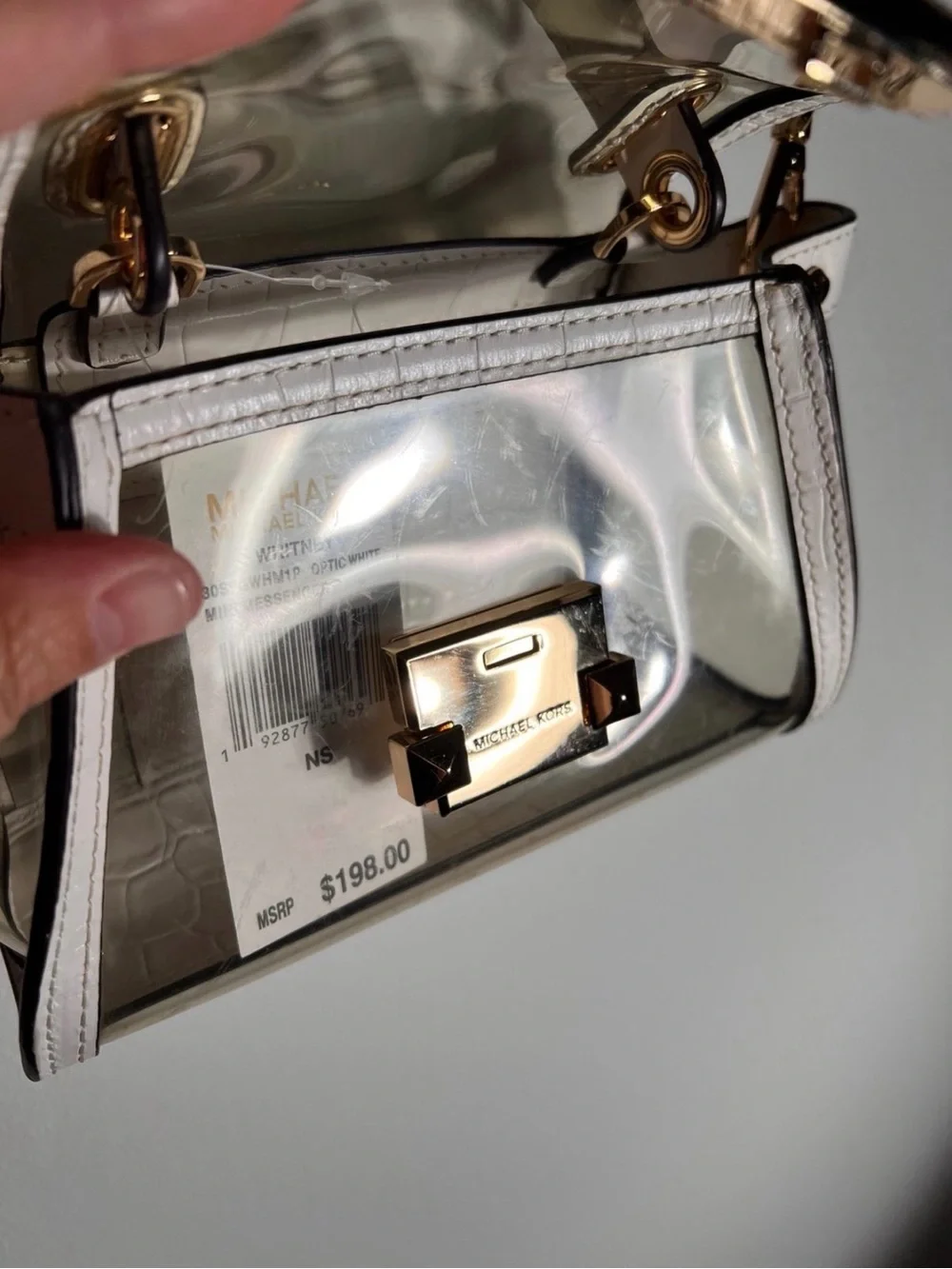 Michael Kors Whitney Mini Clear and Leather Satchel